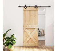 Gecheer Porta Scorrevole con Set Hardware,Porta del Granaio,Porta Scorrevole in Legno,Porta Scorrevole Interna,80x210 cm Tipo 15,Legno Massello Pino