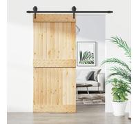 Gecheer Porta Scorrevole con Set Hardware,Porta del Granaio,Porta Scorrevole in Legno,Porta Scorrevole Interna,90x210 cm Tipo 21,Legno Massello Pino