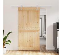 Gecheer Porta Scorrevole con Set Hardware,Porta del Granaio,Porta Scorrevole in Legno,Porta Scorrevole Interna,100x210cm Tipo 3,Legno Massello Pino