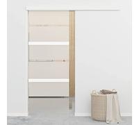 Gecheer Porta,Scorrevole,per Interno,con Binario,Alluminio,in Vetro ESG,Argento,76x205 cm,Set Porte Sorrevoli con Kit Binario,Porta Scorrevole in Vetro