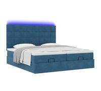 Gecheer Pouf Letto con Materassi e LED Blu Scuro 200x200cm VellutoLetto con Materasso