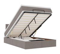 Gecheer Pouf Letto con Materasso Tortora 120x190 cm, Tessuto Poliestere, Molle Insacchettate, Supporto Personalizzato, Vano Portaoggetti, Sollevamento Idraulico, per Stanza da Letto