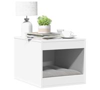 Gecheer Recinto per Lettiera Gatti, Design Integrato con Cuccia e Mobiletto Portaoggetti 47x59x42 cm in Truciolato Bianco per Interni