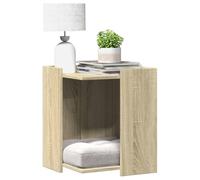 Gecheer Recinto per Lettiera Gatti, Design Integrato con Tavolino e Cuccia, 42x42x51 cm, in Truciolato Rovere Sonoma, Mobile Salvaspazio per Interni