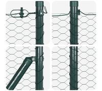 Gecheer Recinzione Esagonale Verde 0.5x100 m AcciaioCancello Giardino Grigio