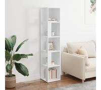 Gecheer Scaffale,Armadietto,Libreria,Mobiletto,Angolare,Salvaspazio,in Truciolato,Bianco,33x33x164,5 cm,Scaffale Libreria,Libreria Angolare,Scaffale Porta CD,Scaffale ad Angolo,Scaffale Angolare
