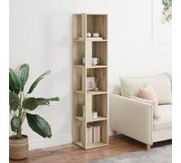 Gecheer Scaffale Libreria Angolare Moderno in Truciolato, Rovere Sonoma, 33x33x164,5 cm, Porta CD