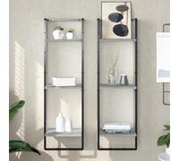 Gecheer Scaffale Parete 3 Ripiani,Cubi da Parete,Scaffale a Parete Scaffale a Muro,Mensole da Muro in Legno,Mensola Bagno Legno,Mensola per Doccia,Mensola sospesa,Grigio Sonoma 30x25x100cm