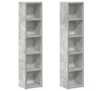 Gecheer Scaffali CD 2 pezzi, grigio cemento, 21x16x93.5 cm, legno multistrato, per sala