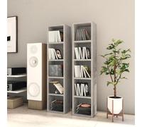Gecheer Scaffali CD 2pz Grigio Cemento 21x16x93,5 cm Legno Multistrato,Mobile Porta CD,Libreria,Scaffale Porta CD,Dvd,Archiviazione,Libreria Cubi,Porta CD a Colonna,Libreria Divisorio,P802700