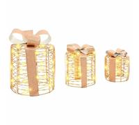 Gecheer Scatola regalo con 60 LED 3 pezzi, decorazione luminosa in PET bianco caldo, strisce LED per natale e feste, addobbo luminoso per ambiente festivo