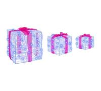 Gecheer Scatola Regalo con LED, Decorazione Natalizia Luminosa in Acrilico Blu 20x20x20 cm, Moderna ed Elegante per Festa e Casa