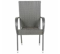 Gecheer Sedie da Esterno Impilabili 4 pz Grigie in PolyrattanSalottino da giardino in polyrattan