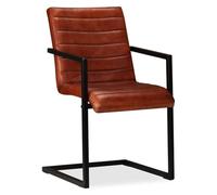 Gecheer Sedie da pranzo, 2 pezzi marroni in vera pelle per sala da pranzo