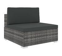Gecheer Sedile centrale sezionale 1 pc e cuscini in resina intrecciata grigia, set di mobili da giardino, divano da giardino comfort seduto salotto giardino esterno per balcone terrazza patio