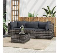 Gecheer Set 4 pz,Divani,Modulari,da Giardino,Esterno,Patio,Terrazzo,Piscina,a 3 Posti,con Tavolo,in Polyrattan,Grigio,Cuscini Antracite,Set Divani da Giardino,Salotto da Giardino,Salotto da Esterno