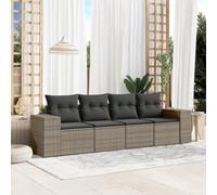 Gecheer Set 4 Pz Divani Modulari da Giardino in Polyrattan Grigio - Divano con Contenitore 4 Posti per Esterno, Salotto, Patio e Terrazzo