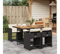 Gecheer Set 5 pz,da Pranzo,da Giardino,Esterno,Patio,Terrazzo,in Polyrattan,Nero e Crema,Set Tavolo Legno 110 cm e 4 Sedie da Pranzo,Giardino,Esterno,Set Tavolo e Sedie da Pranzo Giardino Esterno