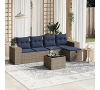 Gecheer Set 6 pz Divani,Modulari,da Giardino,Esterno,Patio,4 Posti,con Tavolo e Poggiapiedi,in Polyrattan,Grigio,Salotto da Giardino,Esterno,Set Divani da Giardino Esterno