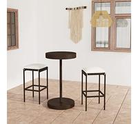 Gecheer Set da Bar,da Giardino,Esterno,3 pz,in Polyrattan,Marrone,Set Tavolo e Sedie,da Bar,Alti,da Giardino,Esterno,Patio,Set Tavolino Rotondo e 2 Sgabelli da Bar da Esterno