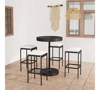 Gecheer Set da Bar,da Giardino,Esterno,5 pz,in Polyrattan,Nero,Set Tavolo e Sedie,da Bar,Alti,da Giardino,Esterno,Patio,Set Tavolino Φ75,5 e 4 Sgabelli da Bar da Esterno