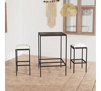 Gecheer Set da Bar,Pranzo,da Giardino,Esterno,3 pz,in Polyrattan,Nero,Set Tavolo e Sedie da Bar da Esterno,Set Tavolo 70 cm e 2 Sgabelli da Bar,Esterno