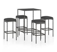 Gecheer Set da Bar,Pranzo,da Giardino,Esterno,5 pz,in Polyrattan,Grigio,Set Tavolo e Sedie da Bar da Esterno,Set Tavolo 70 cm e 4 Sgabelli da Bar,Esterno