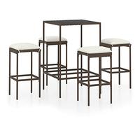 Gecheer Set da Bar,Pranzo,da Giardino,Esterno,5 pz,in Polyrattan,Marrone,Set Tavolo e Sedie da Bar da Esterno,Set Tavolo 70 cm e 4 Sgabelli da Bar,Esterno