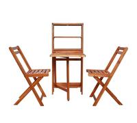 Gecheer Set da Bistrot 3 pz, Legno Massello di Acacia, Pieghevole, per Esterno