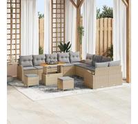 Gecheer Set da divano da giardino beige a 13 pezzi con cuscini in polirattanDivano da giardino cuscini