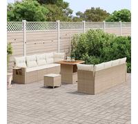 Gecheer Set da Giardino 11 Pezzi con Cuscini Beige in Rattan Sintetico e AcaciaSet divani giardinoDivano esterno set