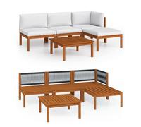 Gecheer Set da giardino 5 pezzi, in legno crema acacia e corda con cuscini, per esterni