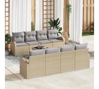Gecheer Set da Giardino 9 Pezzi con Cuscini Beige Polyrattan, Design Modulare, Materiali Resistenti alle Intemperie, Cuscini di Lusso, per Esterni