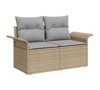 Gecheer Set da Giardino 9 Pezzi con Cuscini in Rattan Sintetico Beige e AcaciaSet divani giardinoDivano esterno set