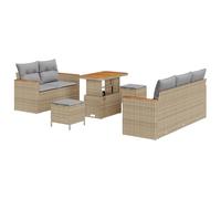 Gecheer Set da Giardino da 12 pezzi con Cuscini in Polyrattan Beige Acacia