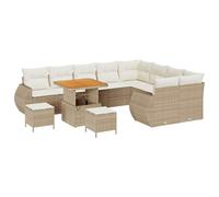 Gecheer Set da Giardino in 12 Pezzi con Cuscini Beige in Rattan Sintetico e AcaciaSet divani giardinoDivano esterno set