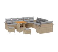 Gecheer Set da Giardino in 13 Pezzi con Cuscini Beige in Rattan Poliestere e AcaciaSet divani giardinoDivano esterno set