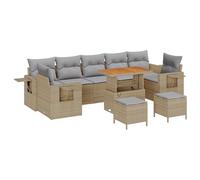 Gecheer Set da giardino in 9 pezzi con cuscini Grigio Polirattan Acacia