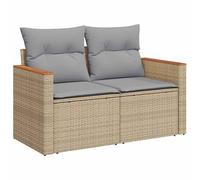 Gecheer Set da giardino in rattan poliestere beige con cuscini e acacia, 8 pezziSet divani giardinoDivano esterno set