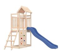 Gecheer Set da Gioco da Esterno in Legno Massello di Pino, con Scivolo Ondulato, Parete da Arrampicata e Sabbiera, per Bambini e Famiglie