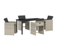 Gecheer Set da pranzo da giardino 5 pezzi con cuscini grigio chiaro in rattan sintetico