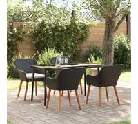 Gecheer Set da Pranzo da Giardino 5 Pezzi Nero in Rattan SinteticoSet divani giardinoDivano esterno set