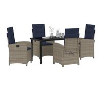 Gecheer Set da pranzo da giardino a 5 pezzi in polyrattan grigio con cuscini .Set divani giardinoDivano esterno set