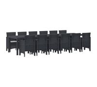 Gecheer Set da Pranzo da Giardino da 13 Pezzi con Cuscini Antracite Polyrattan