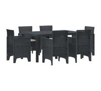 Gecheer Set da Pranzo da Giardino in 7 Pezzi con Cuscini Antracite Polyrattan