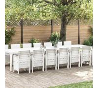 Gecheer Set da Pranzo Giardino 15 pcs Bianco Grande RattanSet divani giardinoDivano esterno set