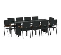 Gecheer Set da Pranzo per Giardino 11 pcs Nero Poly RattanSet da Pranzo Giardino