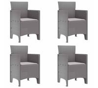 Gecheer Set da Pranzo per Giardino 5 pcs Grigio chiaro Rattan PoltSet Tavolo Giardino