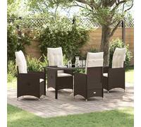 Gecheer Set da Pranzo per Giardino 5 pcs Marrone Poly RattanSet Tavolo Giardino