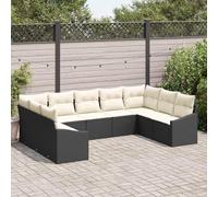 Gecheer Set da Pranzo per Giardino con cuscino 9 pcs Nero, CremaSet Tavolo Giardino